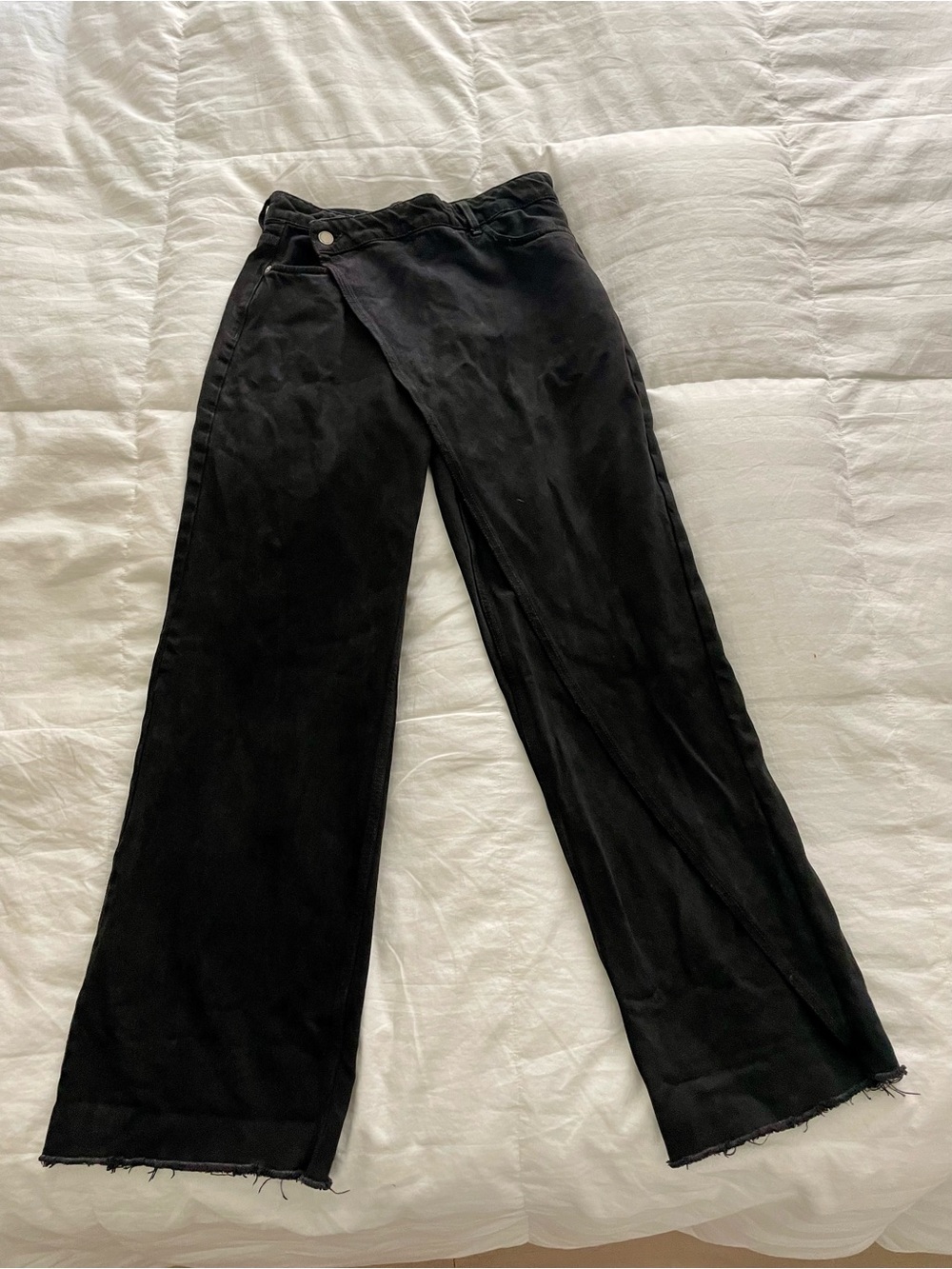 Zara Black Wide Leg Wrap-Front Pants